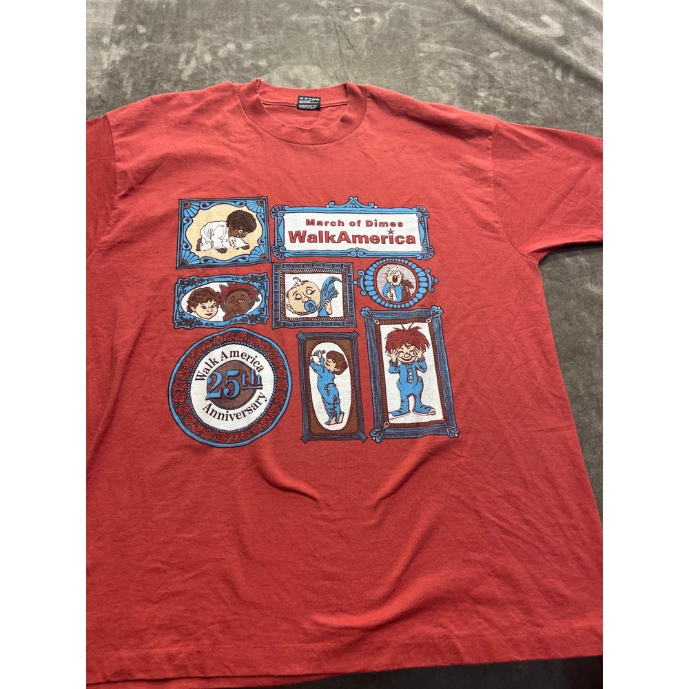 Vintage 90s March of Dimes WalkAmerica 25th Anniversary Shirt XL Red USA Made